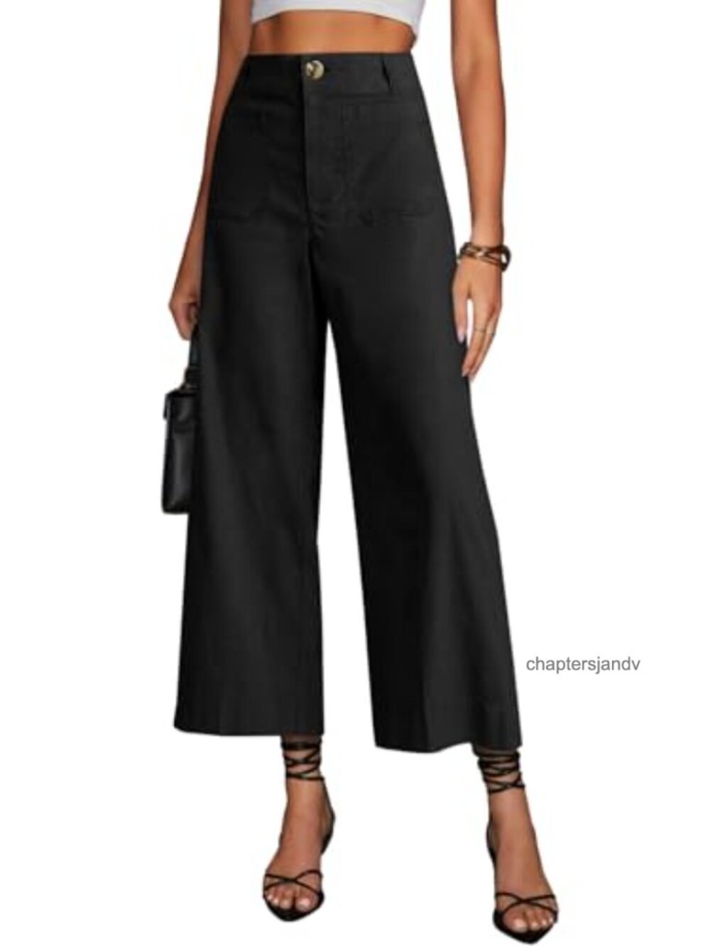 High Waisted Cropped Capris Stretchy Straight Pants Trousers Wide Leg